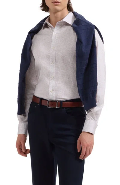 Bugatchi Axel Shaped Fit Geo Print Stretch Cotton Button-up Shirt In Brown