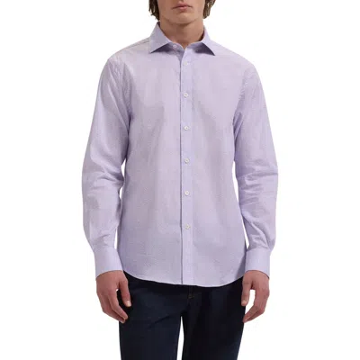 Bugatchi Axel Shaped Fit Geo Print Stretch Cotton Button-up Shirt In Gray