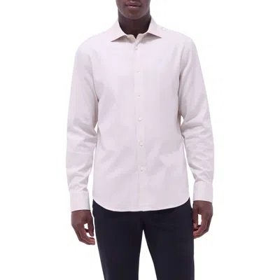 Bugatchi Axel Shaped Fit Jacquard Button-up Shirt In Almond
