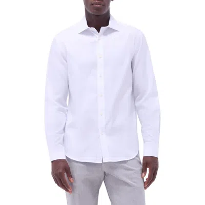 Bugatchi Axel Shaped Fit Jacquard Button-up Shirt In White