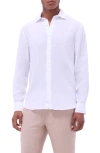 Bugatchi Axel Shaped Fit Linen Button-up Shirt In White