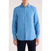 Bugatchi Axel Shaped Fit Linen Button-up Shirt In Blue