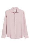 Bugatchi Axel Shaped Fit Linen Button-up Shirt In Dusty Pink