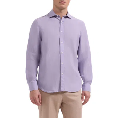 Bugatchi Axel Shaped Fit Linen Button-up Shirt In Purple