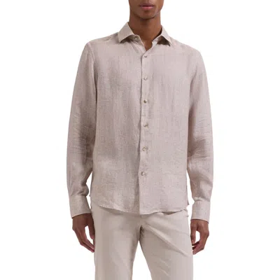 Bugatchi Axel Shaped Fit Linen Button-up Shirt In Pink