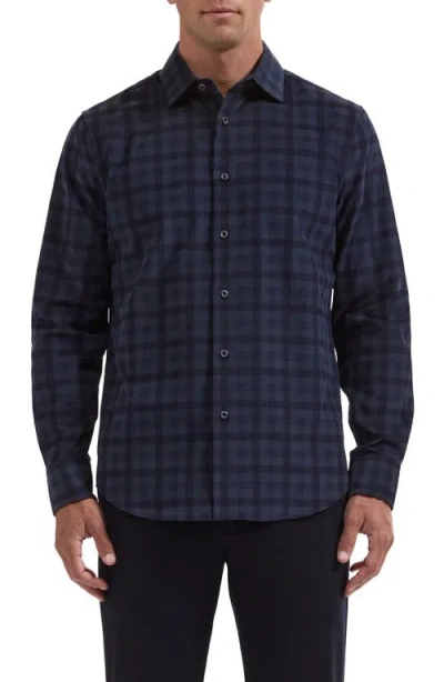 Bugatchi Axel Shaped Fit Long Sleeve Button Up Shirt In Blue