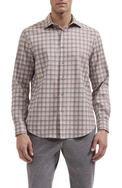 Bugatchi Axel Shaped Fit Long Sleeve Cotton Button Up Shirt In Gray