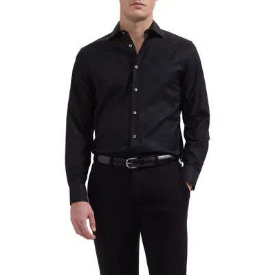 Bugatchi Axel Shaped Fit Stretch Cotton Button-up Shirt In Black