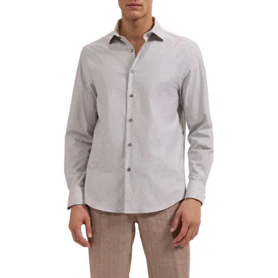 Bugatchi Axel Shaped Fit Stretch Cotton Button-up Shirt In Gray