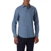 Bugatchi Axel Stria Print Stretch Cotton Button-up Shirt In Dusty-blue