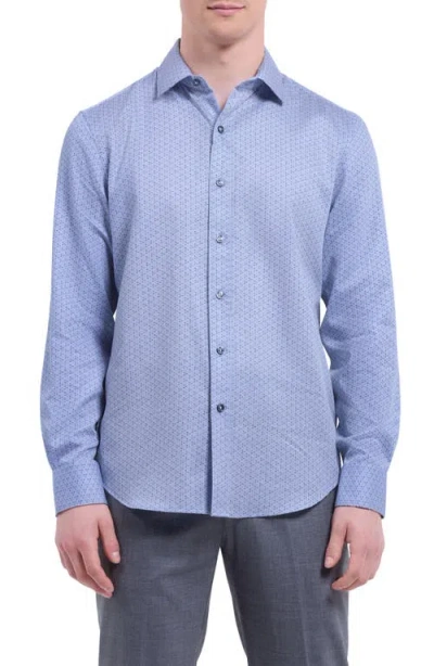 Bugatchi Axel Trim Fit Geo Print Cotton Button-up Shirt In Blue