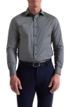 Bugatchi Axel Trim Fit Leaf Print Stretch Cotton Button-up Shirt In Gray