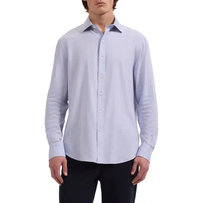 Bugatchi Axel Trim Fit Solid Cotton Blend Button-up Shirt In Blue