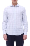 Bugatchi Axel Windowpane Check Shaped Fit Stretch Cotton Button-up Shirt In Ice