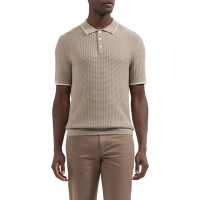 Bugatchi Basket Stitch Cotton Blend Polo Sweater In Brown