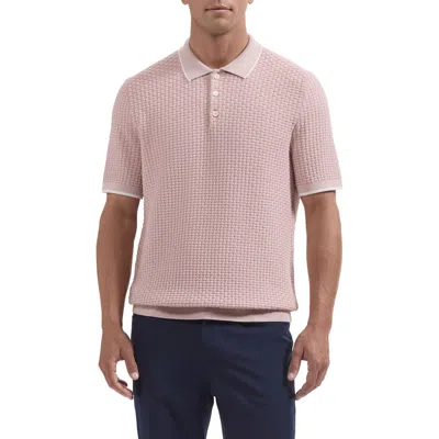 Bugatchi Basket Stitch Cotton Blend Polo Sweater In Pink
