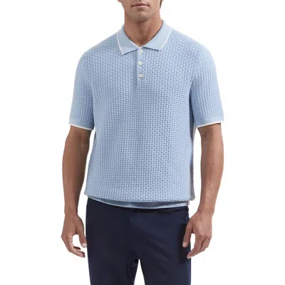 Bugatchi Basket Stitch Cotton Blend Polo Sweater In Blue