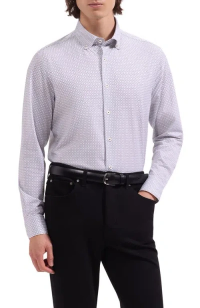 Bugatchi Brent Ooohcotton® Windowpane Print Button-down Shirt In White