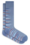 Bugatchi Broken Stripe Mercerized Cotton Blend Dress Socks In Blue