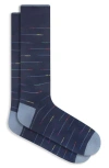 Bugatchi Broken Stripe Mercerized Cotton Blend Dress Socks In Navy