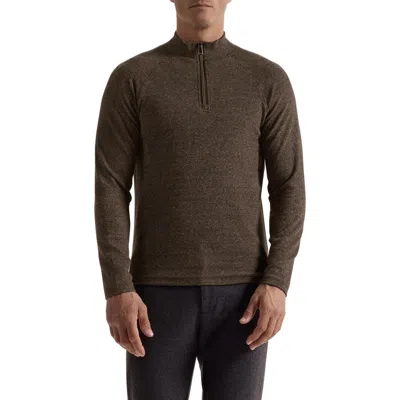 Bugatchi Brushed Cotton Blend Quarter Zip Pullover In Brown