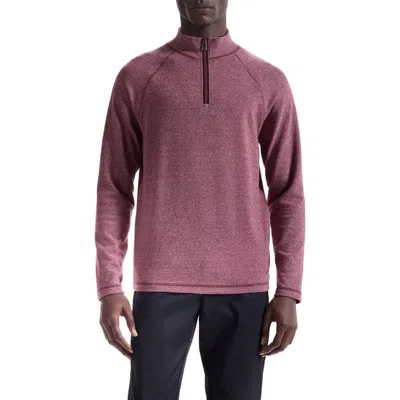 Bugatchi Brushed Cotton Blend Quarter Zip Pullover In Burgundy