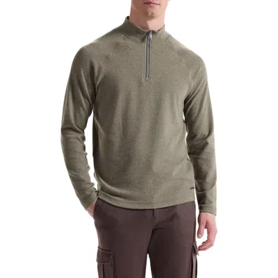 Bugatchi Brushed Cotton Blend Quarter Zip Pullover In Green