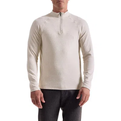 Bugatchi Brushed Cotton Blend Quarter Zip Pullover In Neutral