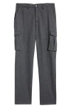 Bugatchi Brushed Knit Flat Front Cargo Pants In Gray