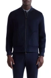 Bugatchi Brushed Wool Blend Bomber Jacket In Blue