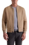 Bugatchi Brushed Wool Blend Bomber Jacket In Brown