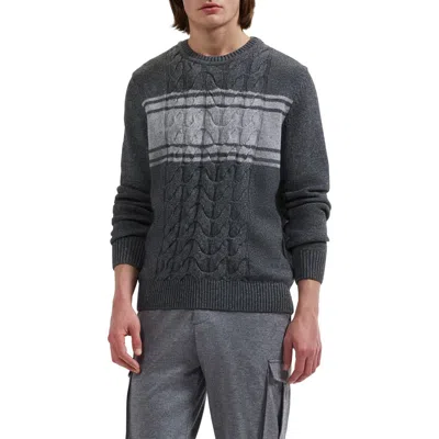 Bugatchi Cable Knit Wool & Cotton Sweater In Gray