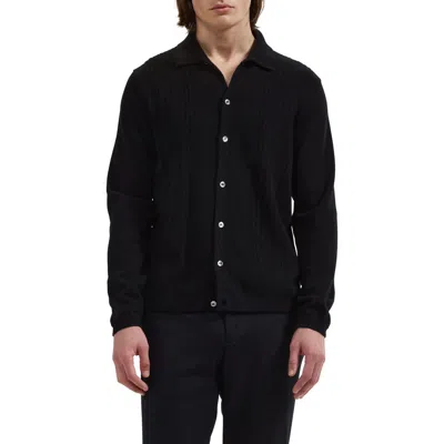 Bugatchi Cable Wool And Cashmere Cardigan In Black