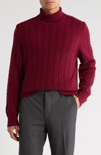 Bugatchi Cabled Turtleneck In Red