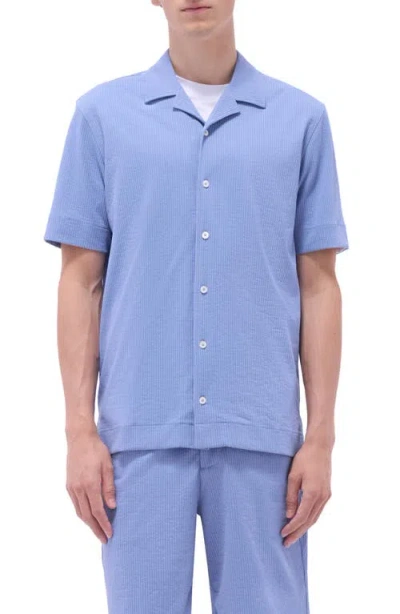 Bugatchi Camp Collar Short Sleeve Button-up Shirt In Air Blue