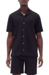 Bugatchi Camp Collar Short Sleeve Button-up Shirt In Black