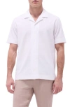 Bugatchi Camp Collar Short Sleeve Button-up Shirt In White