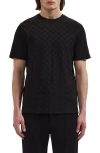 Bugatchi Check Jacquard Mercerized Cotton T-shirt In Black