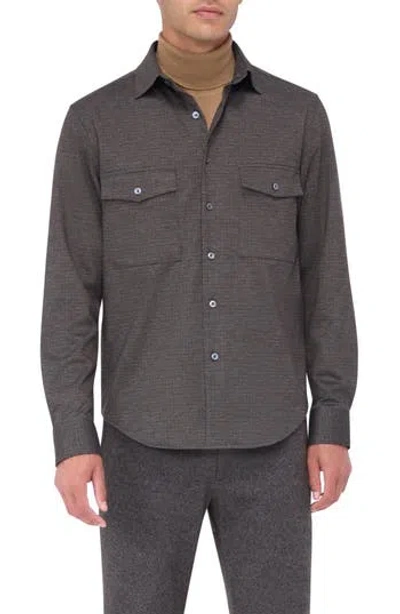 Bugatchi Check Knit Shirt Jacket In Gray