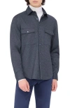 Bugatchi Check Knit Shirt Jacket In Navy