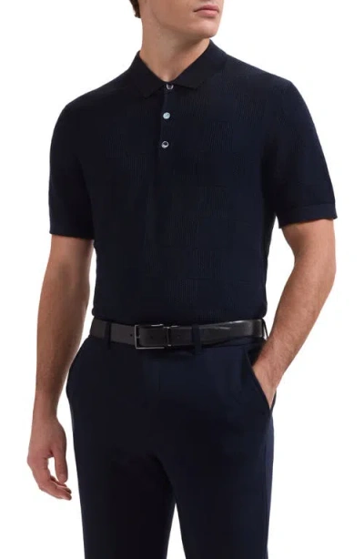 Bugatchi Checkerboard Stitch Polo Sweater In Blue