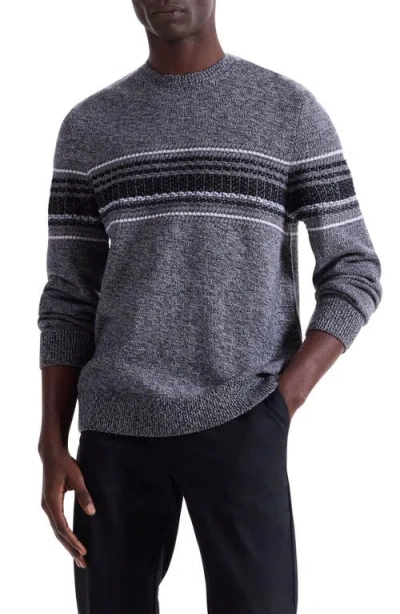 Bugatchi Chest Stripe Merino Wool Sweater In Gray