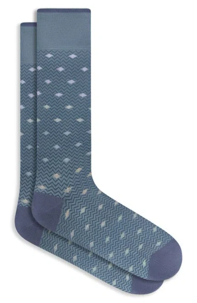 Bugatchi Chevron Mercerized Cotton Blend Dress Socks In Gray
