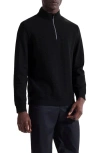 Bugatchi Chevron Quarter Zip Cotton Blend Pullover In Black