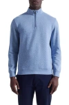 Bugatchi Chevron Quarter Zip Cotton Blend Pullover In Blue