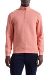 Bugatchi Chevron Quarter Zip Cotton Blend Pullover In Pink