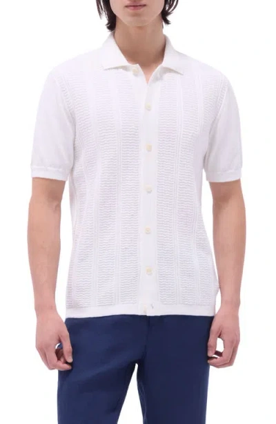 Bugatchi Chevron Short Sleeve Knit Button-up Shirt