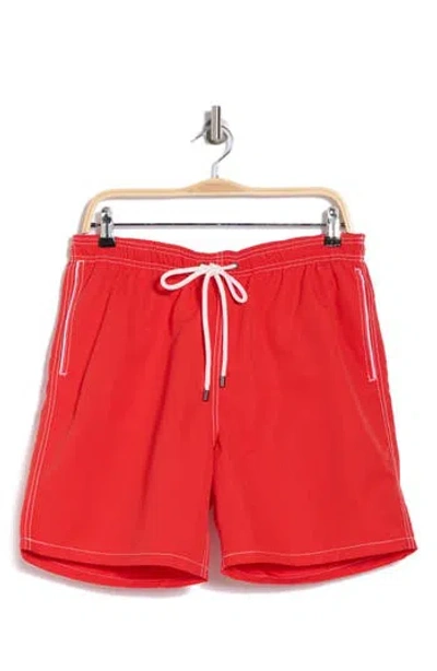 Bugatchi Clyde Solid Swim Trunks In Cherry