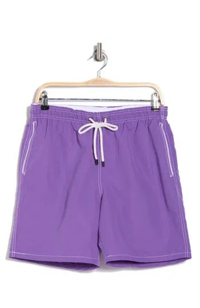Bugatchi Clyde Solid Swim Trunks In Orchid