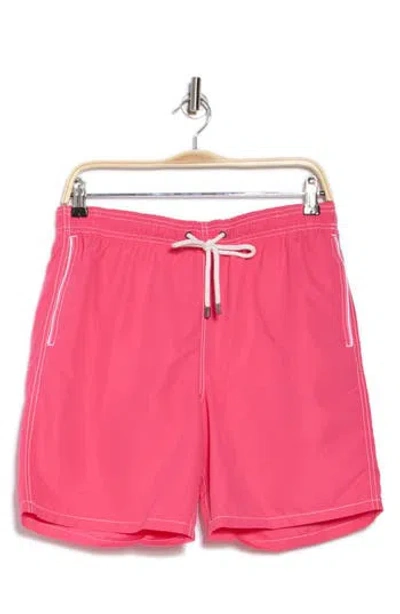 Bugatchi Clyde Solid Swim Trunks In Pink